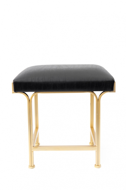 Black Leather Ottoman