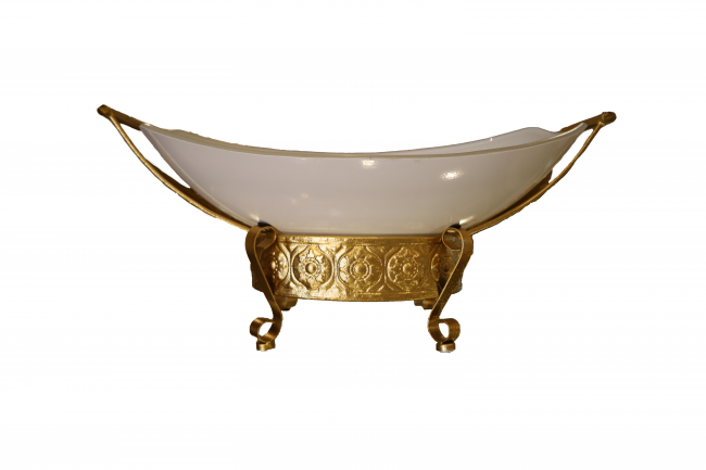 Gold and White Serving Bowl