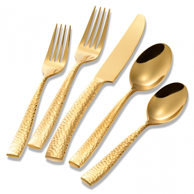 Gold Hammered Flatware