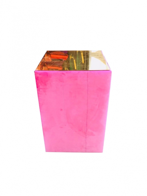 Pink Velvet Square Pedestal