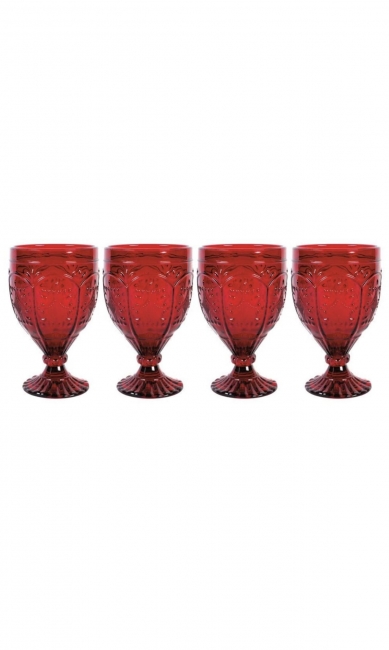 Red Vintage Water Goblet
