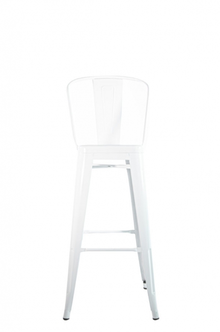 White Metal Barstool with Back