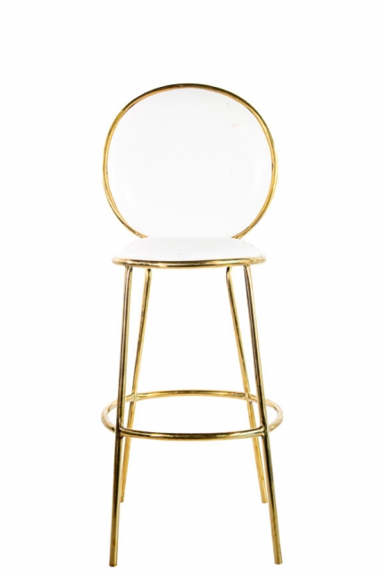 White and Gold Wide Bar Stool